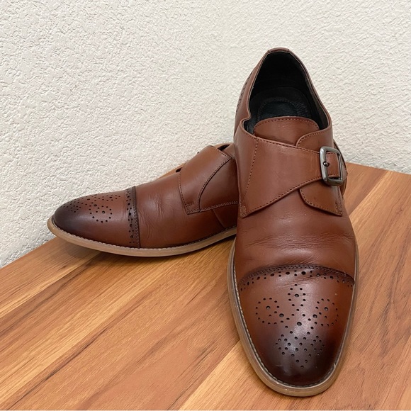 STACY ADAMS Men's Duncan Cap-Toe Single Monk Strap Leather Shoes Size 11.5M - Picture 2 of 15